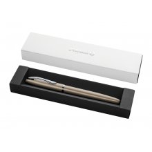 Pelikan Jazz Noble Pluma Estilografica - Punta M - Cuerpo Satinado con Detalles Cromados - Mecanismo de Cartucho Universal - Estuche de Regalo - Color Pardo