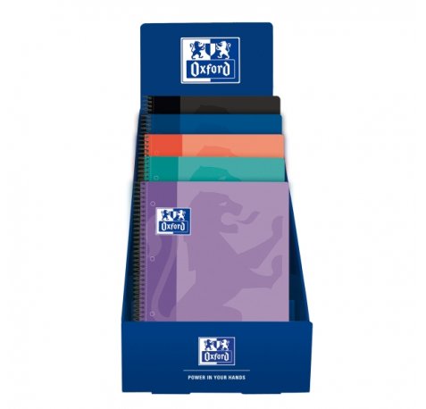 Oxford School Expositor con 25 Cuadernos de Espiral - Formato A4+ - Cuadricula 5x5mm - Tapa de Plastico - Anti Traspaso de Tinta - Digitalizacion de Textos con App - Colores Surtidos