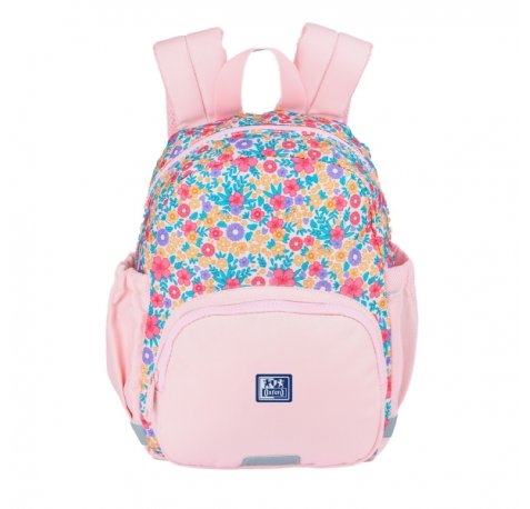 Oxford Floral Mochila Infantil 8.5L - 2 Bolsillos Laterales con Goma Eslastica - Espalda Acolchada Ergonomica - Elementos Reflectantes - Asas Acolchadas y Ajustables - Material Repelente al Agua - Color Rosa