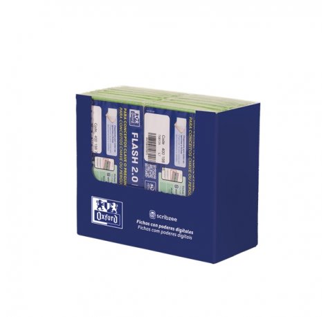 Oxford Expositor con 14 Packs de 30 FlashCards 2.0 - Formato A7 - Rayado Horizontal 1 Linea - Cartulina de 250g - Digitalizacion de Textos con App - Color Verde