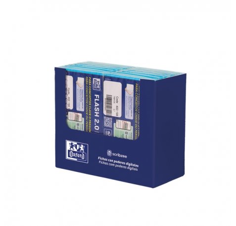 Oxford Expositor con 14 Packs de 30 FlashCards 2.0 - Formato A7 - Rayado Horizontal 1 Linea - Cartulina de 250g - Digitalizacion de Textos con App - Color Turquesa