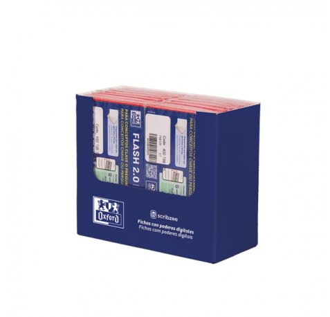 Oxford Expositor con 14 Packs de 30 FlashCards 2.0 - Formato A7 - Rayado Horizontal 1 Linea - Cartulina de 250g - Digitalizacion de Textos con App - Color Rojo