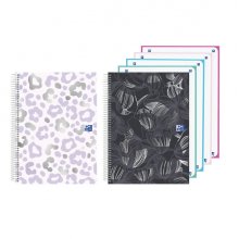 Oxford Cuaderno de Espiral - Formato A5+ - 120 Hojas - Cuadricula 5x5mm - Tapa Extradura - Digitalizacion de Textos con App - Colores Surtidos (5 uds)