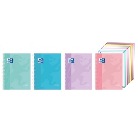 Oxford Cuaderno de Espiral - Formato A4+ - 200 Hojas - Cuadricula 5x5mm - Tapa Extradura - Anti Traspaso de Tinta - Digitalizacion de Textos con App - Colores Surtidos (5 uds)