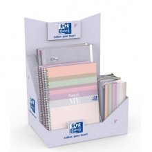 Oxford Cute Expositor con 14 Productos - 4 Carpetas de Anillas A4+ - 5 Cuadernos de Espiral A5+ - 4 Estuches Portatodo Triangulares - Colores Surtidos
