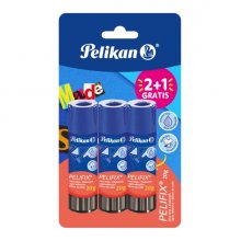 Pelikan Pelifix Pack de 3 Barras de Pegamento de 20g - sin Disolventes - Lavable con Agua Fria - Color Blanco