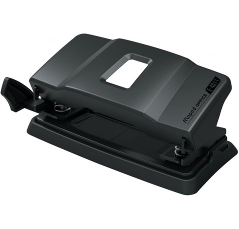 Maped Essentials Metal E-4011 Perforadora de Sobremesa - 2 Agujeros - Regleta Multi-Formatos - Hasta 12 Hojas a la vez - Color Negro