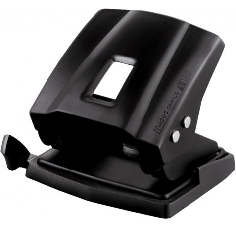 Maped Essentials Metal E-4034 Perforadora de Sobremesa - 2 Agujeros - Regleta Multi-Formatos - Hasta 35 Hojas a la vez - Color Negro