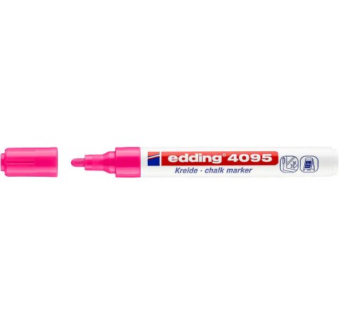 Edding 4095 Rotulador de Tiza Liquida - Punta Redonda - Trazo entre 2 y 3mm - Olor Neutro  - Color Rosa Neon (10 uds)