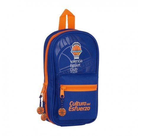 Safta Valencia Basket Plumier Mochila - 33 Piezas - Goma - Lapiz - Tijeras - Sacapuntas - Boligrafos - Fluorescentes - Regla - 12 Rotuladores - 12 Colores - 120x50x230mm - Color Azul Oscuro