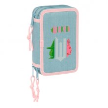 Safta Wicked Plumier de 3 Pisos - 37 Piezas - 1.3L - Goma - Lapiz - Boligrafos - Sacapuntas - Reglas - 16 Colores - 14 Rotuladores - 125x55x195mm - Color Turquesa