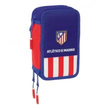 Safta Atletico de Madrid Plumier de 3 Pisos - 37 Piezas - 1.3L - Goma - Lapiz - Boligrafos - Sacapuntas - Reglas - 16 Colores - 14 Rotuladores - 125x55x195mm - Color Azul Marino