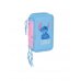 Safta Stitch Bright Plumier de 3 Pisos - 37 Piezas - 1.3L - Goma - Lapiz - Boligrafos - Sacapuntas - Reglas - 16 Colores - 14 Rotuladores - 125x55x195mm - Color Azul