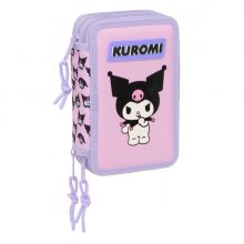 Safta Kuromi Plumier de 3 Pisos - 37 Piezas - Goma - Lapiz - 2 Boligrafos - Sacapuntas - 2 Reglas - 16 Colores - 14 Rotuladores - 12.5x19.5x5.5cm - Color Rosa