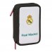 Safta Real Madrid Equipacion 26/27 Plumier de 2 Pisos - 29 Piezas - Goma - Lapiz - 2 Boligrafos - Sacapuntas - 10 Colores - 14 Rotuladores - 12.5x19.5x4cm - Color Blanco y Negro