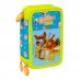 Safta la Granja de Zenon Plumier de 3 Pisos - 37 Piezas - Goma - Lapiz - 2 Boligrafos - Sacapuntas - 2 Reglas - 16 Colores - 14 Rotuladores - 12.5x19.5x5.5cm - Color Azul y Amarillo