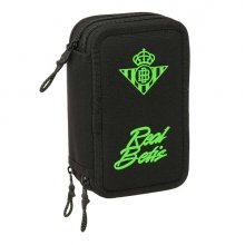 Safta Real Betis Balompie Plumier de 3 Pisos - 37 Piezas - Goma - Lapiz - 2 Boligrafos - Sacapuntas - 2 Reglas - 16 Colores - 14 Rotuladores - 12.5x19.5x5.5cm - Color Negro y Verde