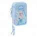 Safta Frozen Plumier de 3 Pisos - 37 Piezas - Goma - Lapiz - 2 Boligrafos - Sacapuntas - 2 Reglas - 16 Colores - 14 Rotuladores - 12.5x19.5x5.5cm - Color Azul Pastel