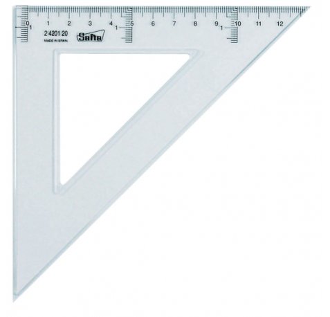 Safta Cristal Escuadra de 20cm - Plastico Transparente - Graduacion Impresa - Biselada - Color Transparente