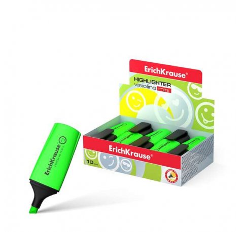 Erichkrause Visioline Mini - Miniformato Fluorescente - Emoticonos Divertidos - Verde (10 uds)
