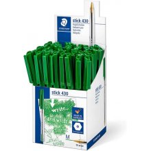 Staedtler Stick 430 Boligrafo con Capuchon - Punta 0.35mm - Tinta Endeleble - Color Verde (50 uds)