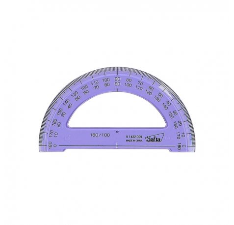 Safta Semicirculo de 9cm - Plastico Transparente - Doble Graduacion - Biselado - Color Aleatorio