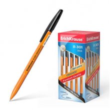 Erichkrause Boligrafo R-301 Naranja Stick 0.7 - Cuerpo Hexagonal Opaco - Punta de 0.7mm - Tinta de Secado Rapido - Color Negro (50 uds)