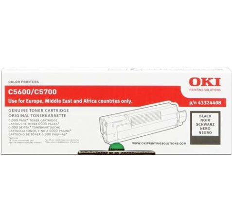 OKI C5600 / C5700 Negro Cartucho de Toner Original - 43324408