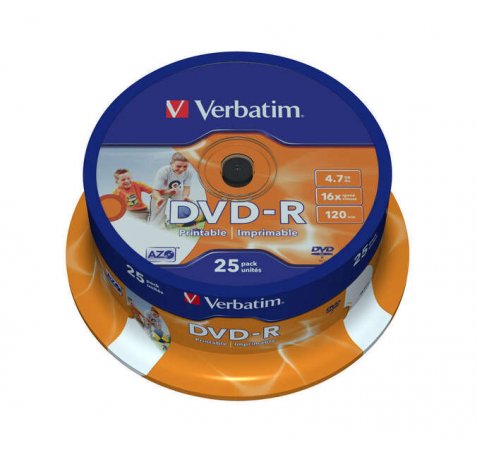 Verbatim DVD-R Printables 16x 4.7GB (Tarrina 25 Uds)