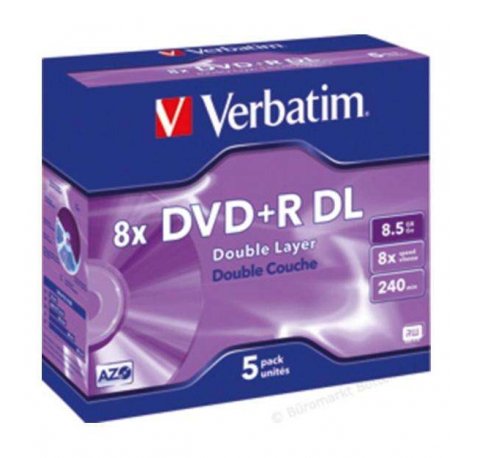 Verbatim DVD+R Doble Capa 8x 8.5GB Caja (Pack 5 Uds)