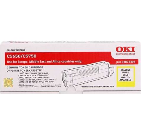OKI C5650 / C5750 Amarillo Cartucho de Toner Original - 43872305