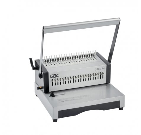 GBC CombBind CB25 Pro Encuadernadora Manual de Canutillo - Encuaderna hasta 500 Hojas A4 - Puede Perforar hasta 25 Hojas - Rapida y Sencilla de Usar - Color Plata