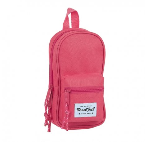 Safta Blackfit8 Fresa Plumier Mochila Vacio - 4 Compartimentos Internos - Cremallera Doble - Bolsillo Frontal - Asa Superior - 1.4L - 120x50x230mm - Color Rosa