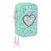 Safta Cuore Plumier de 3 Pisos - 37 Piezas - 1.3L - Goma - Lapiz - Boligrafos - Sacapuntas - Reglas - 16 Colores - 14 Rotuladores - 125x55x195mm - Color Turquesa