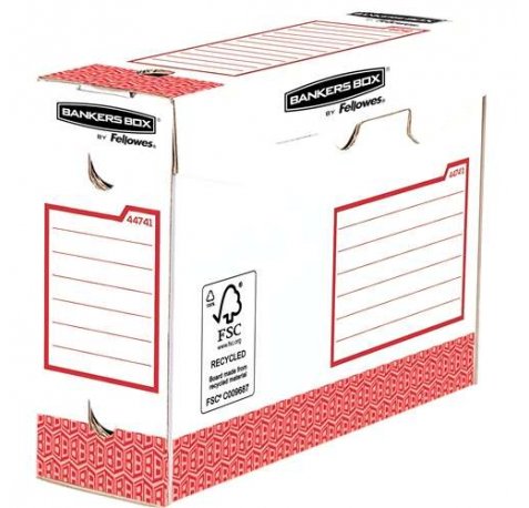Fellowes Bankers Box Basic Pack de 20 Cajas de Archivo Definitivo A4+ 100mm - Extra Resistente - Montaje Manual - Carton Reciclado Certificacion FSC
