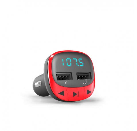 Energy Sistem Transmisor FM para el Coche - MicroSD - Carga USB - USB MP3 - Color Rojo