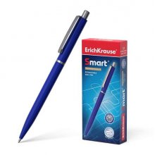 Erichkrause Boligrafo Automatico Smart - Recargable con Clip Metalico - Punta de 07mm - Tinta de Secado Rapido - Cuerpo Opaco y Satinado - Color Azul (12 uds)
