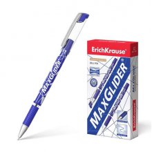 Erichkrause Boligrafo Maxglider - Ultra Glide Technology - Cuerpo Redondo con Grip de Goma - Tinta Azul (12 uds)