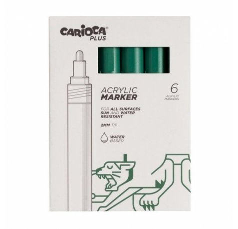 Carioca Plus Pack de 6 Marcadores Acrilicos - Punta 2mm - Color Verde