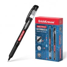 Erichkrause Metrix - Roller Clasico con Tinta de Gel de Secado Rapido - Cuerpo Ligero de Plastico - Color Negro (12 uds)
