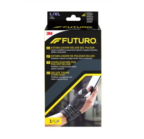 Futuro Deluxe Estabilizador del Dedo Pulgar - Talla L/XL (16.5 - 20.3cm) - Transpirable - Color Negro