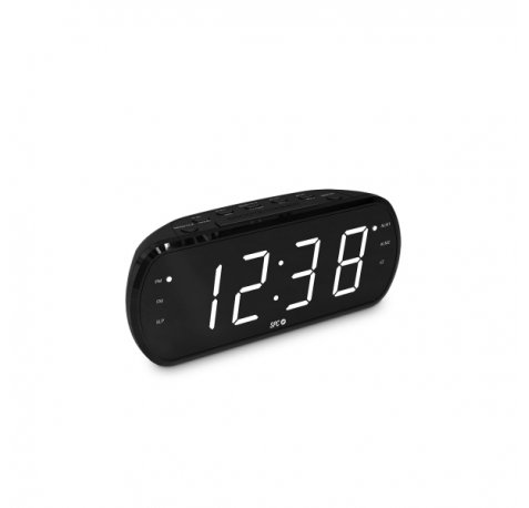 SPC Frodi View Radio Despertador Pantalla LED XL - Brillo Regulable - Boton Snooze - Almacena 20 Emisoras de Radio - Color Negro