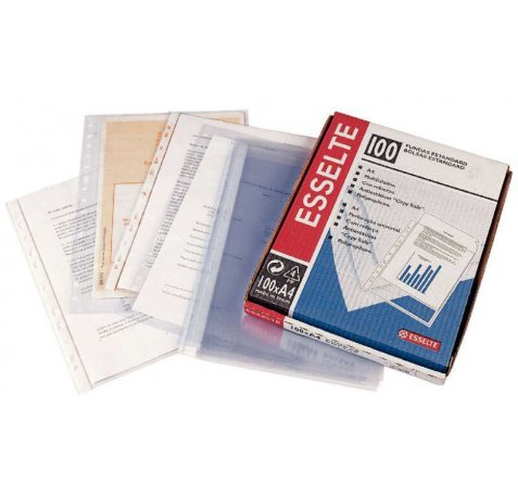 Esselte Funda Porta Documentos Folio PP - Piel de Naranja Calidad Economica - Multitaladro-16 - Transparente