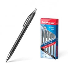 Erichkrause Boligrafo de Gel Automatico R-301 Original Gel Matic - Tinta de Gel de Secado Rapido - Cuerpo Transparente con Grip Perfilado - Color Negro (12 uds)
