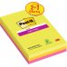 Post-It Super Sticky Pack de 3 Blocs de 75 Notas Adhesivas Reposicionables - Forma Rectangular - 101x152mm - Colores Surtidos