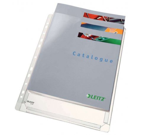 Leitz Pack de 5 Fundas Fuelle Estandar A4 PVC Liso Multitaladro-11 - Capacidad 200 Hojas - Transparente (170 Micras)
