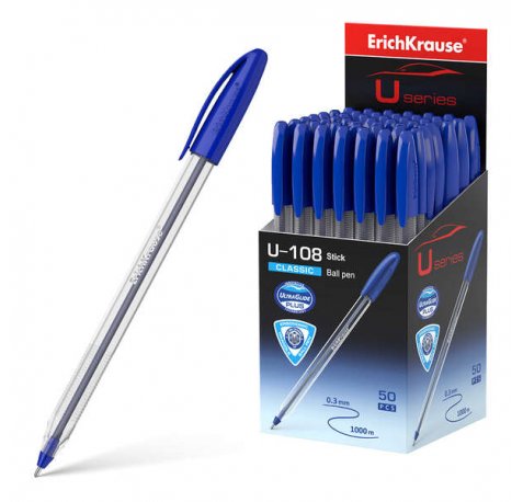 Erichkrause Boligrafo U-108 Classic Stick - Ultra Glide Technology - Tinta Azul (50 uds)