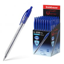 Erichkrause Boligrafo Automatico U-208 Classic Matic - Ultra Glide Technology - Cuerpo Transparente con Grip - Color Azul (50 uds)