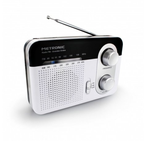 Metronic Radio Portatil AM/FM y Onda Larga - Colo blanco