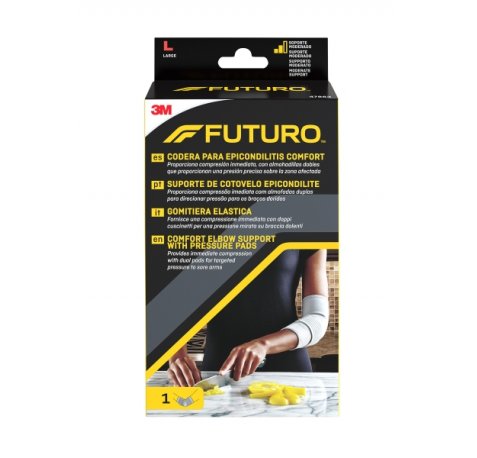 Futuro Comfort Codera para Epicondilitis - Talla L (27.9 - 30.5cm) - Transpirable - Elastico - Anatomico - Color Gris